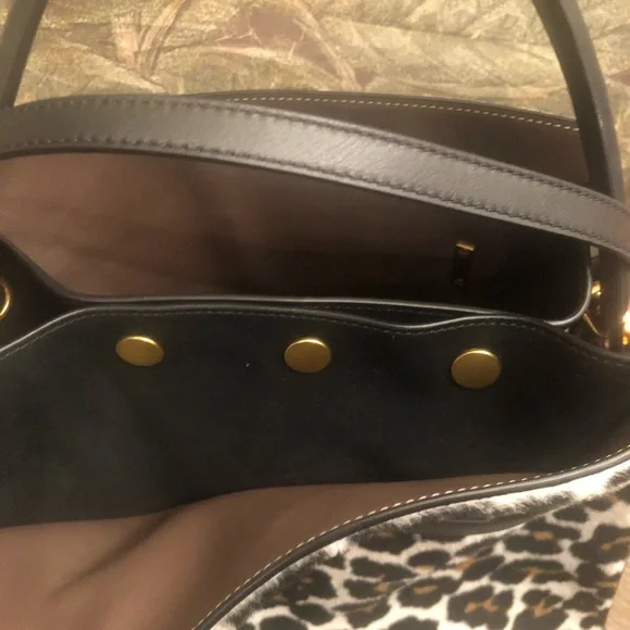 Authentic Leopard Tory Burch Lee Radziwill Double Bag. Pony Hair Italian suede - Picture 7 of 9